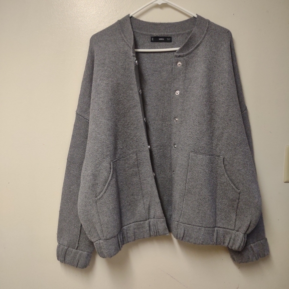 Mango (MNG) Womens Gray Knitted BomberJacket SizeL - Picture 2 of 8